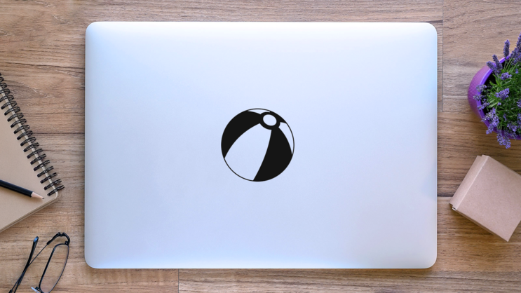 Fun Beach Ball Sticker on a Laptop (New) example