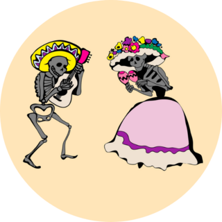Fun Dancing Skeletons Day Of The Dead Sticker