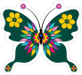 Fun Dark Green Butterfly Sticker
