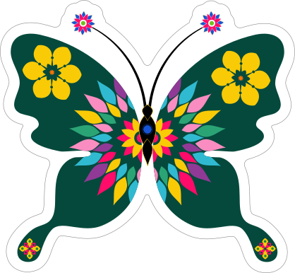 Fun Dark Green Butterfly Sticker