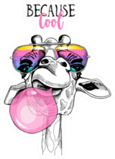 Fun Giraffe In Rainbow Glasses Because Cool Lettering Sticker