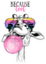 Fun Giraffe In Rainbow Glasses Because Cool Lettering Sticker