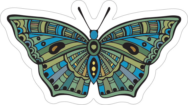 Fun Green Butterfly Sticker