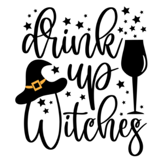Fun Lettering Drink Up Witches Sticker