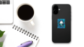 Fun Magic Cat Unicorn Mermaid Sticker on a Phone (New) example