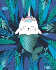 Fun Magic Cat Unicorn Mermaid Sticker