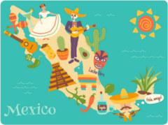 Fun Mexico Map Sticker