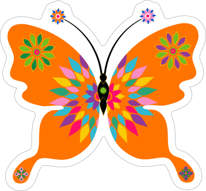 Fun Orange Butterfly Sticker