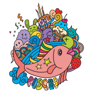 Fun Pisces Rainbow Doodle Sticker