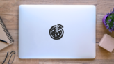 Fun Pizza Icon Sticker on a Laptop (New) example