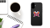 Fun Purple Butterfly Sticker on a Phone (New) example