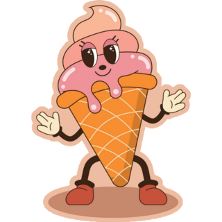 Fun Retro Ice Cream Cone Sticker