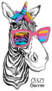Fun Zebra In A Bright Magical Mask Sticker