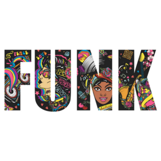 Funk 70s Slogan Music Concept Typography Sticker