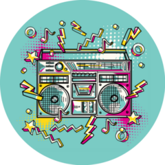 Funky Colorful Drawn Boombox 90s Sticker