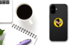 Funky Creative Pizza Design Sticker on a Phone (New) example
