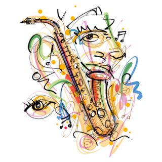 Funky Musical Art Face Sketch Sticker
