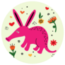 Funny Aardvark With Flowers Sticker