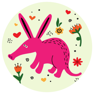 Funny Aardvark With Flowers Sticker