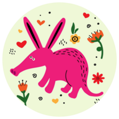 Funny Aardvark With Flowers Sticker
