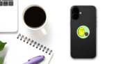 Funny Avocado And Seed Baby Sticker on a Phone (New) example