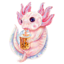 Funny Axolotl Boba Sticker