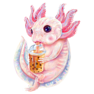 Funny Axolotl Boba Sticker