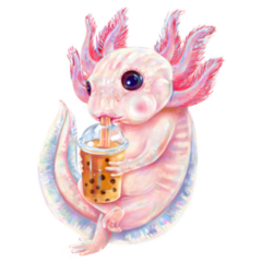 Funny Axolotl Boba Sticker