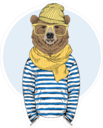 Funny Bear Dressed Up In Frock Sticker