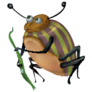Funny Beetle With Grass Sticker
