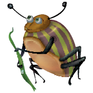  Funny Beetle With Grass Sticker