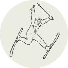 Funny Bigfoot Character Jumping On Skis Sticker