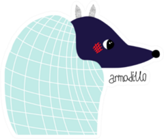 Funny Blue Cartoon Armadillo Illustration Sticker