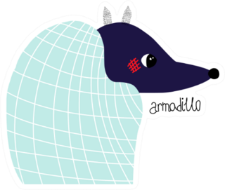 Funny Blue Cartoon Armadillo Illustration Sticker