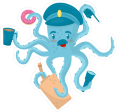 Funny Blue Octopus Police Officer