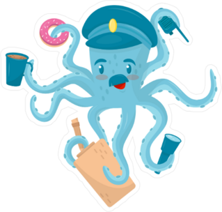 Funny Blue Octopus Police Officer