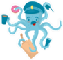 Funny Blue Octopus Police Officer