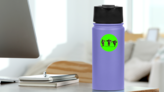 Funny Brown Gorilla Dancing Neon Green Sticker on a Water Bottle (New) example