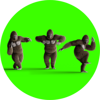 Funny Brown Gorilla Dancing Neon Green Sticker