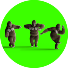 Funny Brown Gorilla Dancing Neon Green Sticker