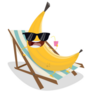 Funny Cartoon Banana Relaxing On Sunbed