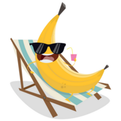 Funny Cartoon Banana Relaxing On Sunbed