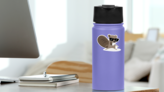 Funny Cartoon Beaver With Sunglasses Sticker on a Water Bottle (New) example