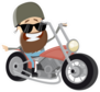 Funny Cartoon Biker Riding His Bike Sticker