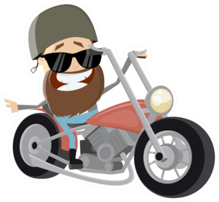 Funny Cartoon Biker Riding His Bike Sticker