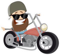 Funny Cartoon Biker Riding His Bike Sticker