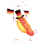 Funny Cartoon Hot Dog Holding Germany Flag Sticker