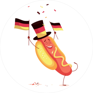 Funny Cartoon Hot Dog Holding Germany Flag Sticker