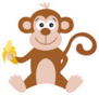 Funny Cartoon Monkey With Banana Sticker
