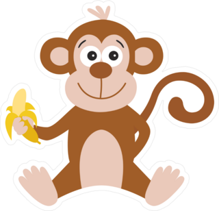 Funny Cartoon Monkey With Banana Sticker
